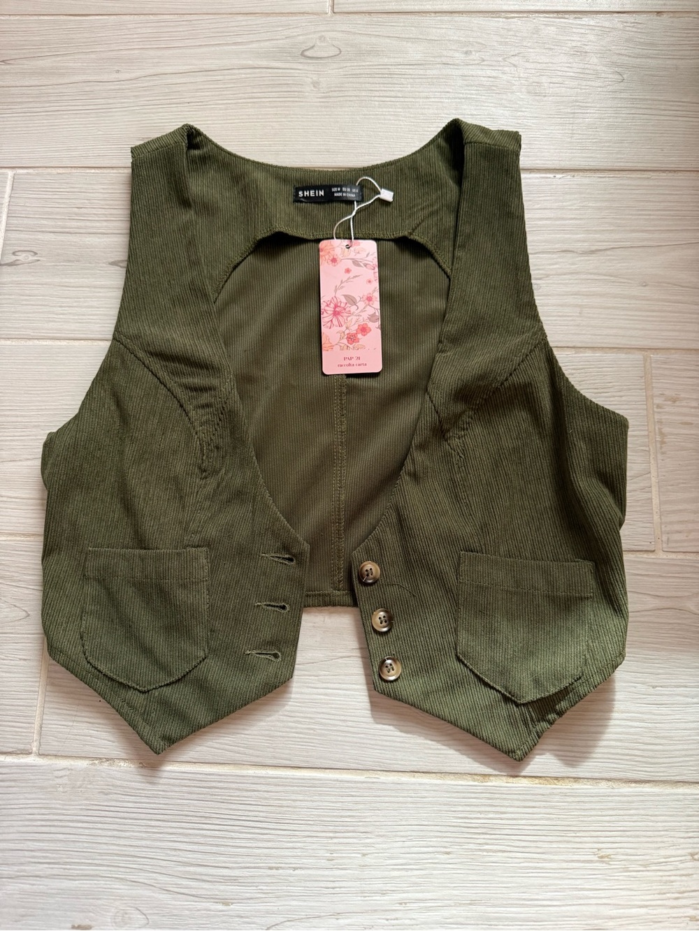 BWT Cropped Green Corduroy Vest